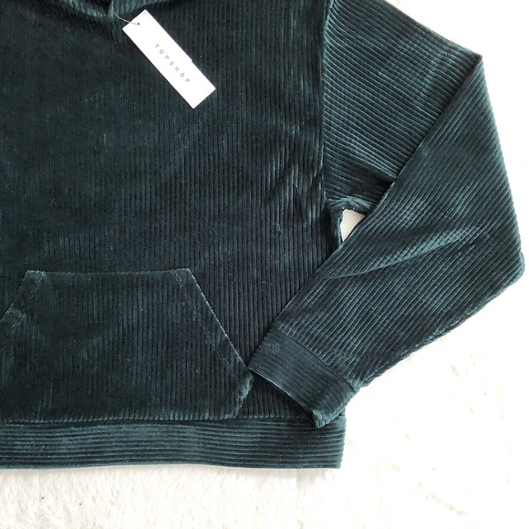 Topshop | Green Cord Velour Hooded Sweatshirt *NWT - Picture 4 of 8